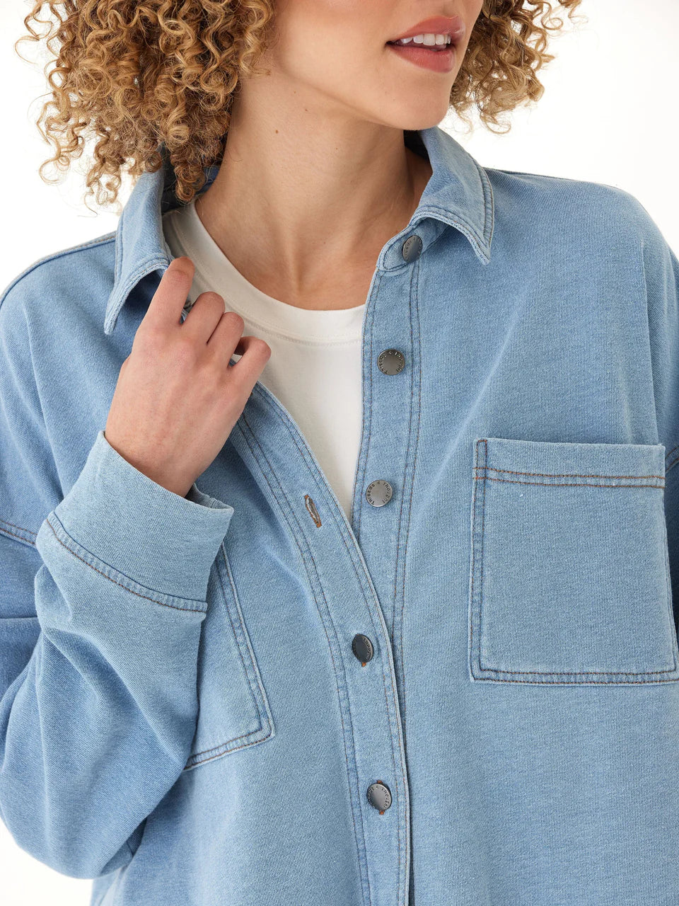 Blaire Button Down Top by Threads 4 Thought in Light Wash