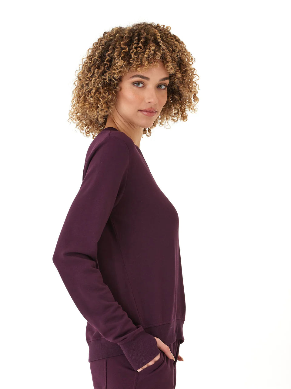 Edwina V-Neck Top by Threads 4 Thought in Ultra Maroon