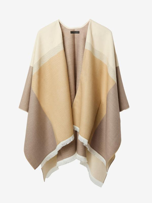 Villandry Open Poncho by Maison Lurex in Camel and Panna