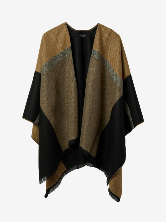 Villandry Open Poncho by Maison Lurex in Khaki and Black