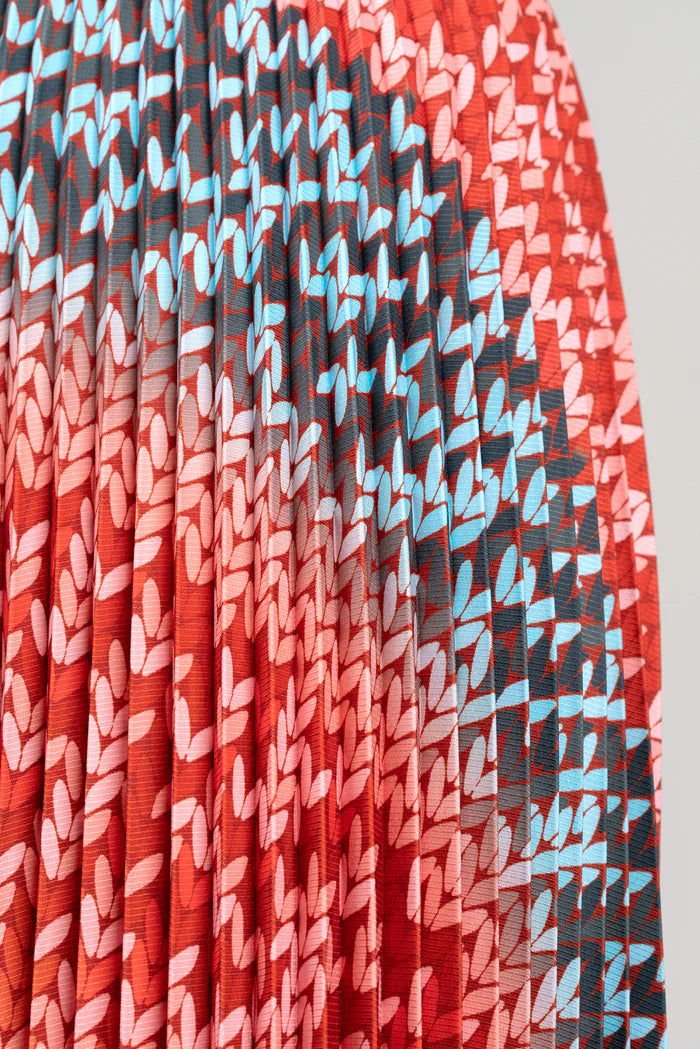 Sienna Bohemian Pleated Skirt by Wild Cosmos in Red Multi