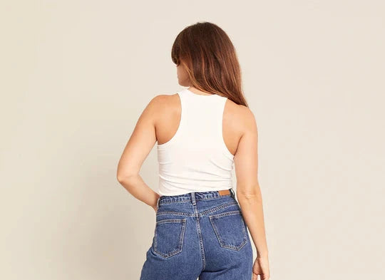 Ribbed Racerback Tank by Boody in White