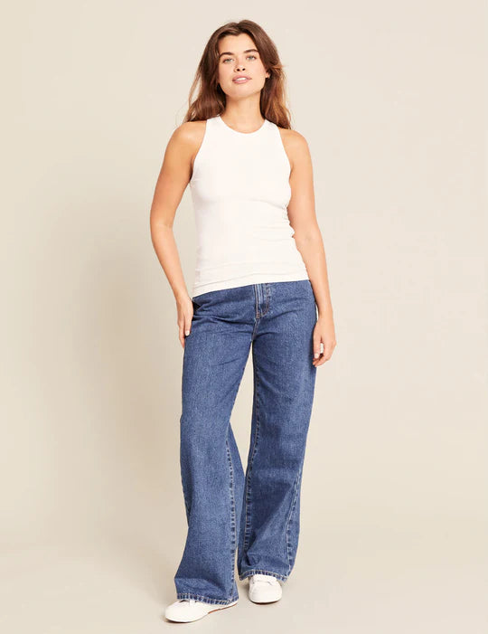Ribbed Racerback Tank by Boody in White