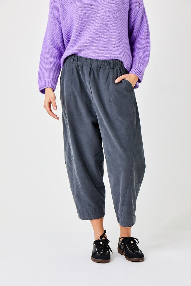 Olla Carrot Shape Baby Cord Pants by Suzy D London in Grey
