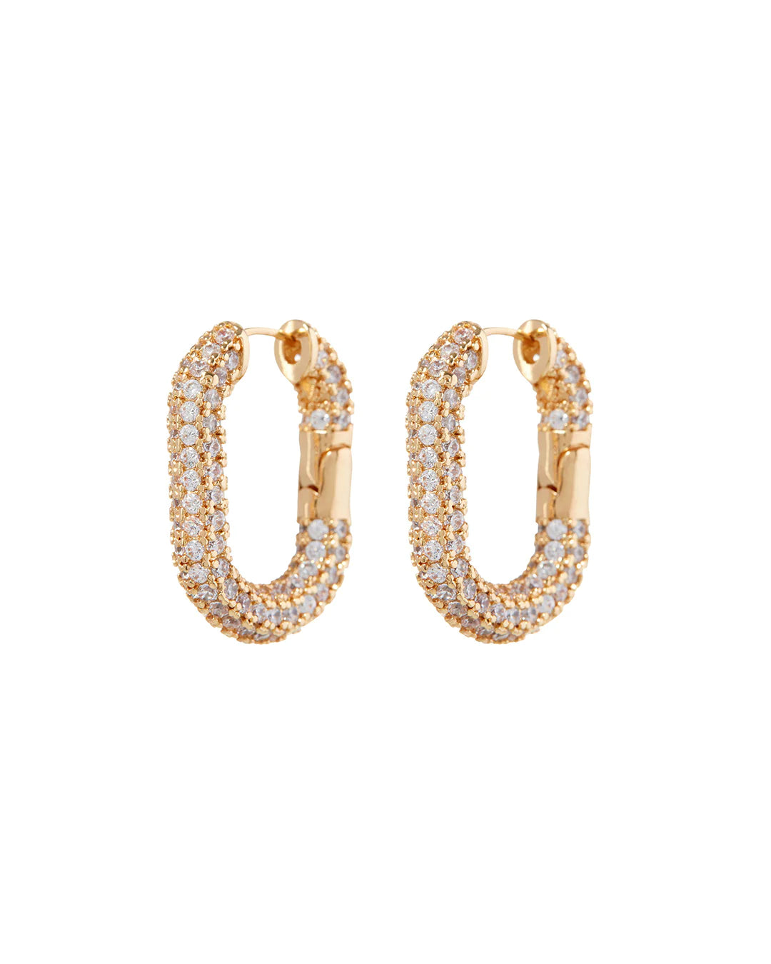 XL Pave Chain Link Hoops by LUV AJ in Gold