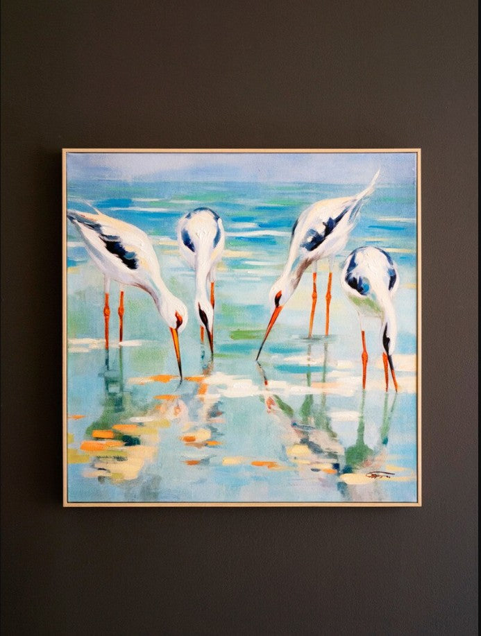 Framed Acrylic Painting - Shore Birds by Kalalou