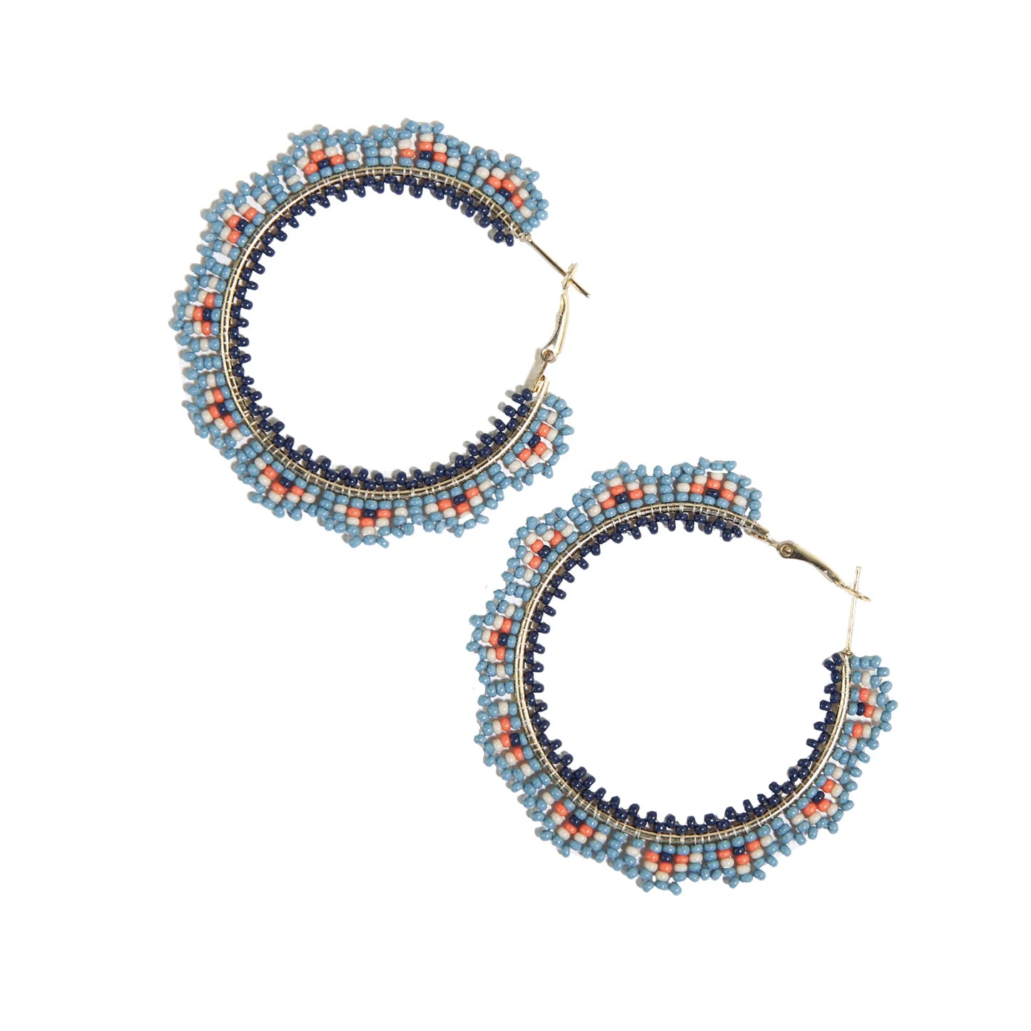 Eve Angles Beaded Hoop Earrings by Ink+Alloy in Blue