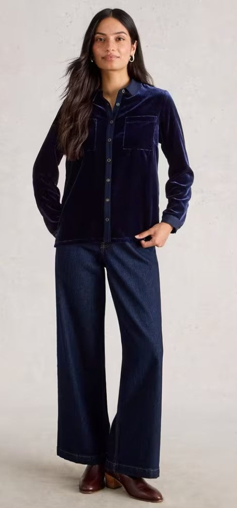 Sophie Velvet Shirt by White Stuff in Dark Navy
