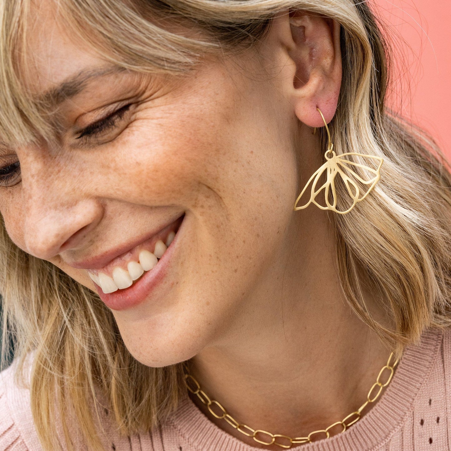 Amelia Open Flower Earrings by Ink+Alloy in Brass