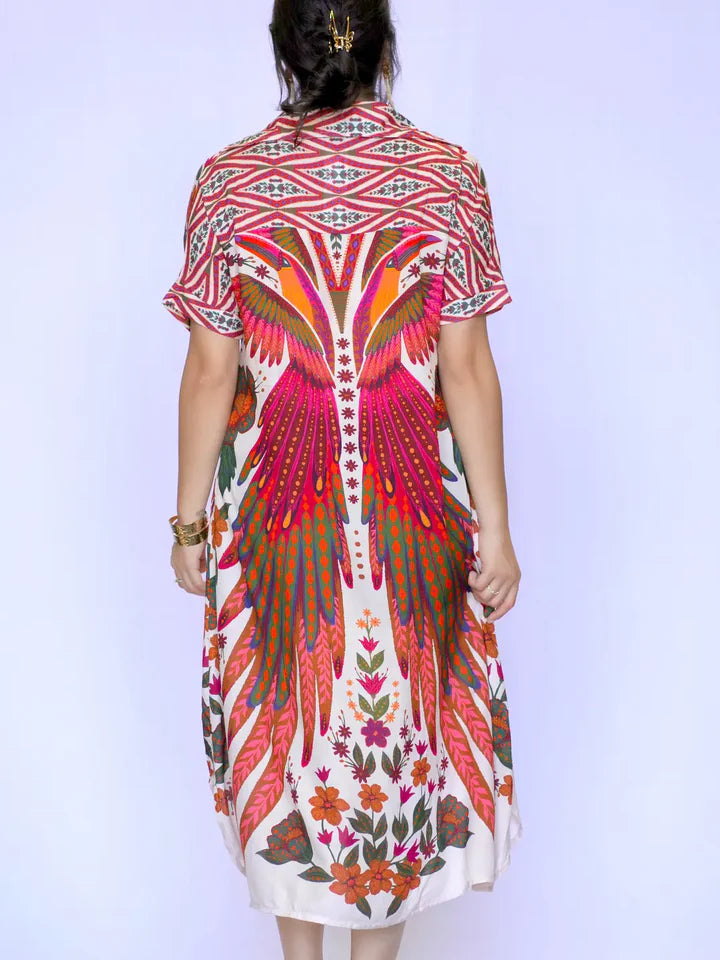 Tallulah Dress by Dolma in Beige & Plum