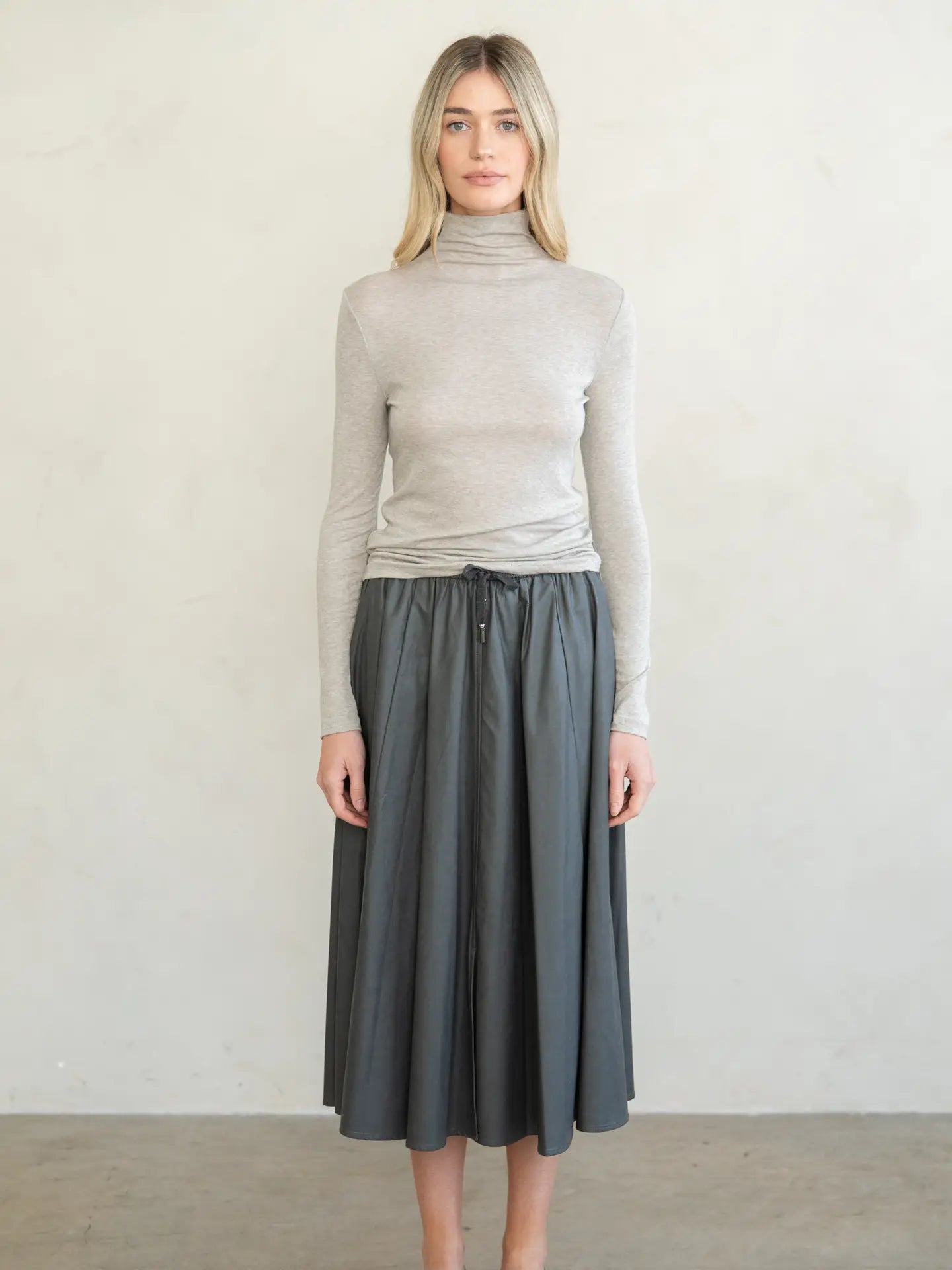 Slim Fit Turtleneck Top by elle grey in Taupe