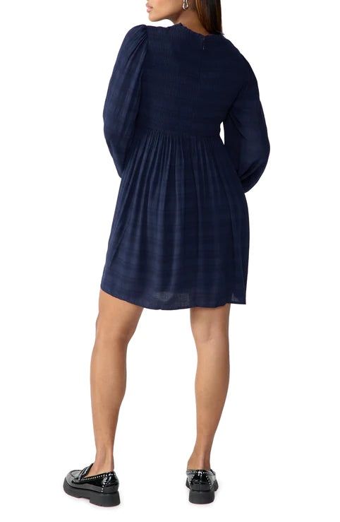 Smocked New Babydoll Dress by Sanctuary in Navy Reflection