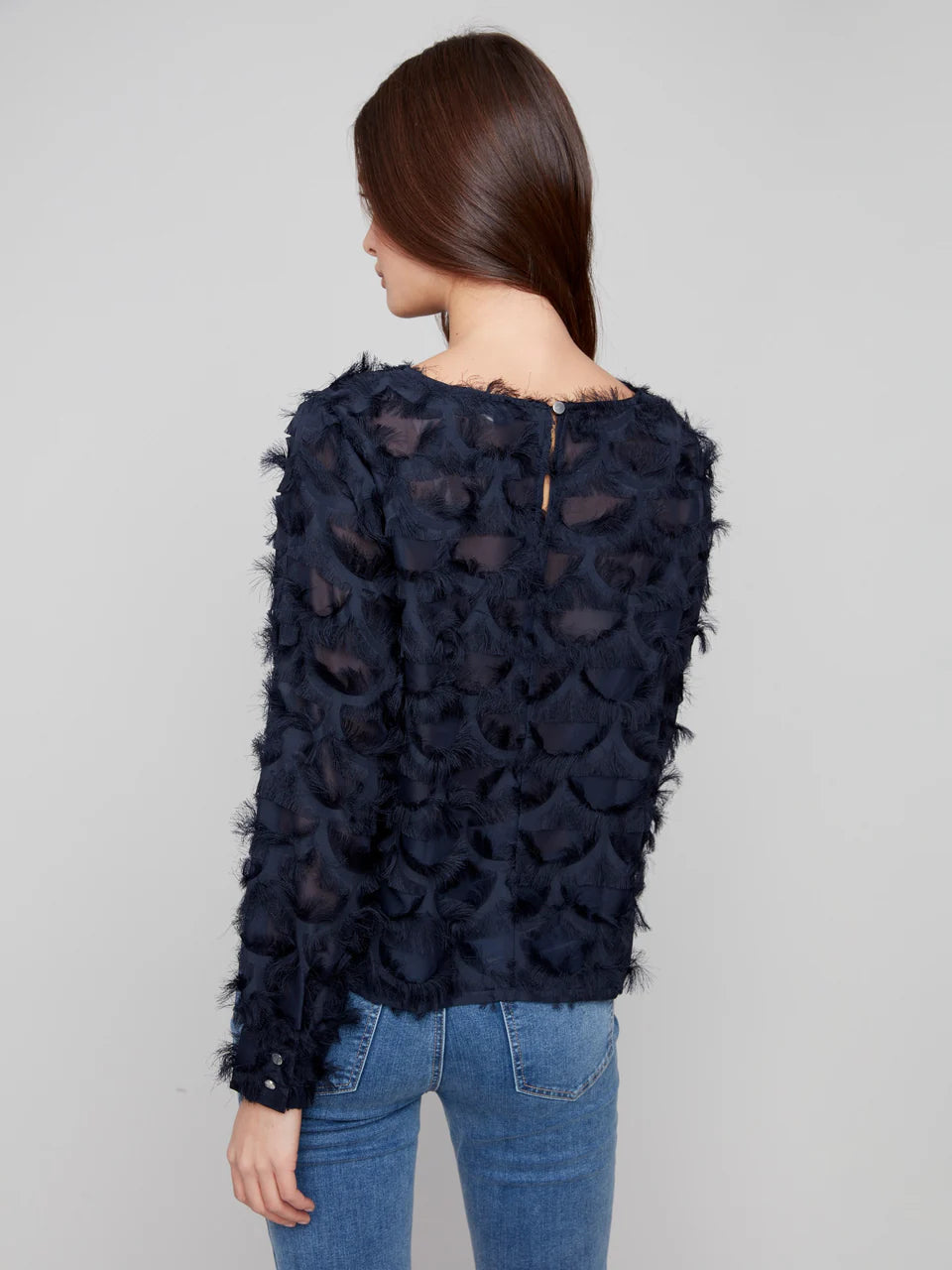 Fancy Chiffon Blouse by Charlie B in Navy