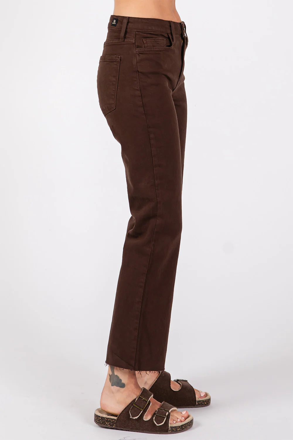 Bambino Scissor Hem Crop Baby Flare Jean By Letter to Juliet in Chocolate