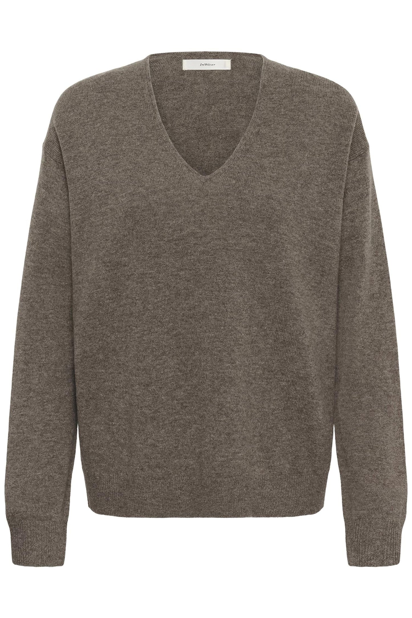 Tally Monika V-Neck Sweater by InWear in Chocolate Torte Melange Brown