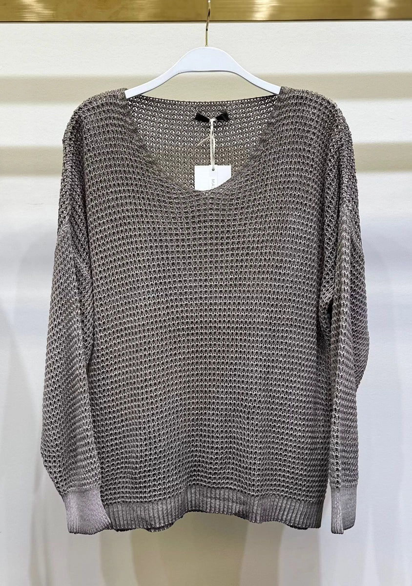 Antique Wash Cable Knit Sweater by Milio Milano in Mocha