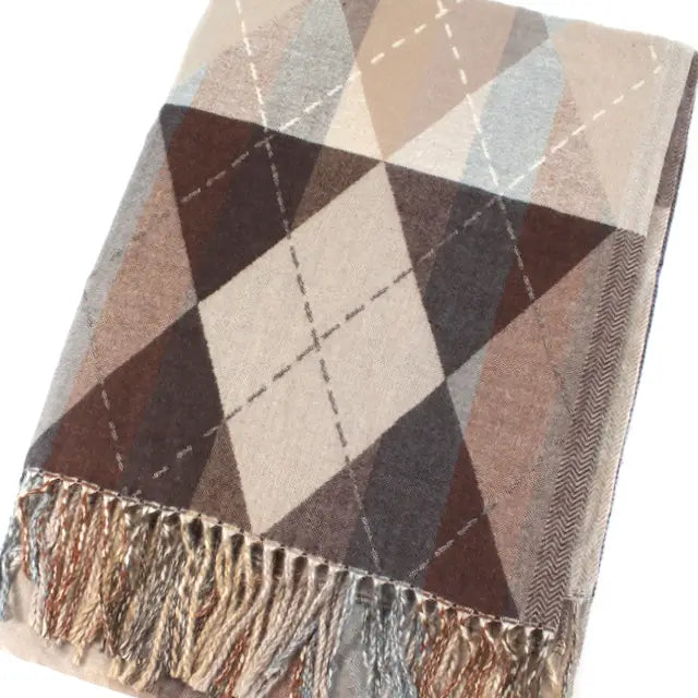 Argyle Wrap by Pretty Persuasions in Orange/Taupe