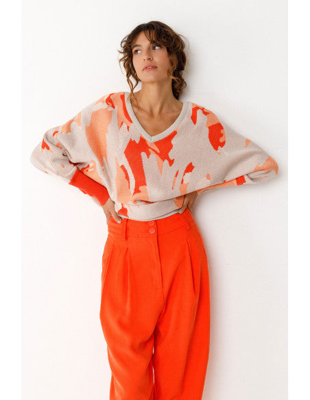 Dare-Gots Sweater by SKFK in Orange Multi