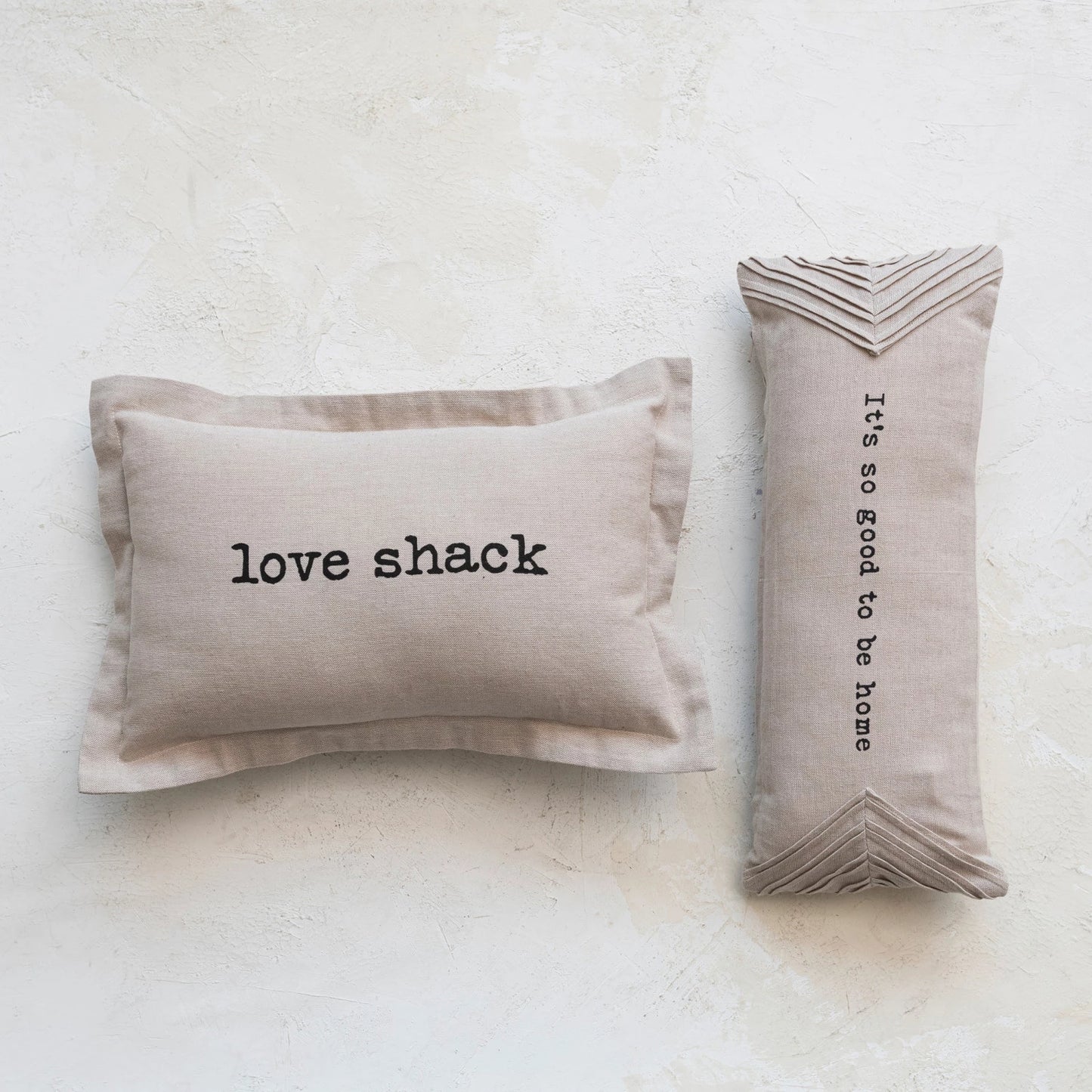 Chambray Printed Lumbar Pillow by Creative Co-Op in Beige