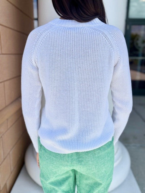 V-Neck Sweater by Pure Amici in White