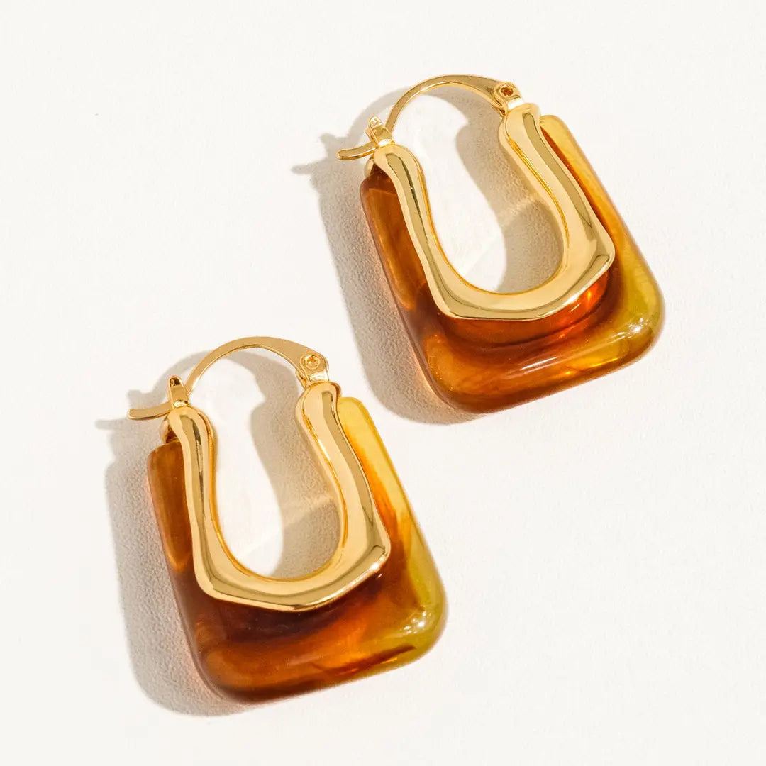 Talia 18K Gold U-Shaped Boho Hoop Earring by Flanerie by MAIQ in Red
