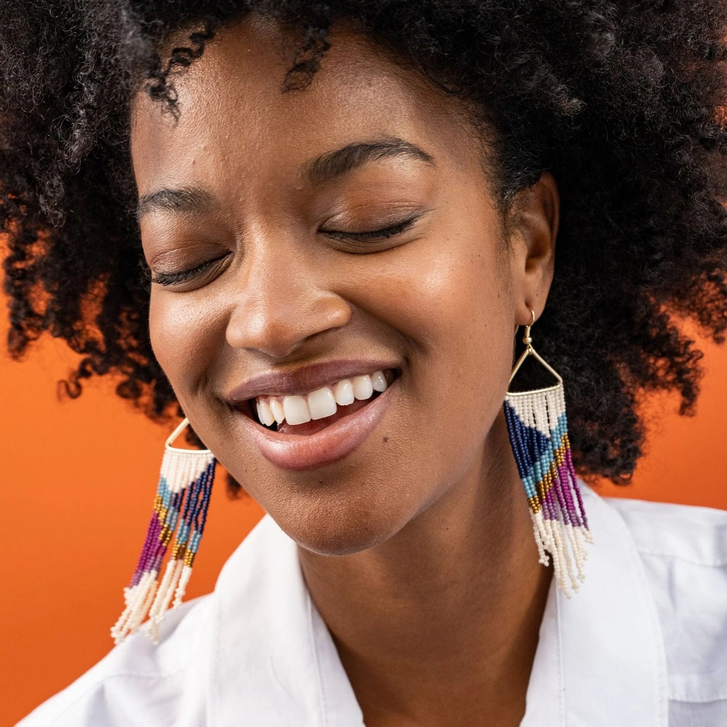 Emilie Angles Beaded Fringe Earrings by Ink+Alloy in Iceland
