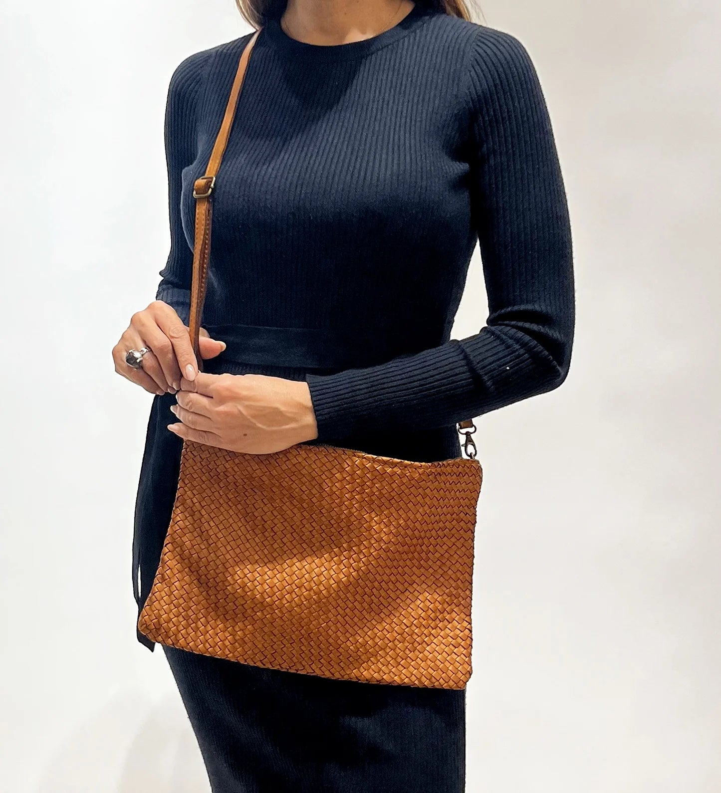 Fabiana Clutch/Crossbody by Verdipelle in Cognac