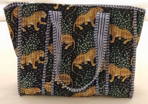 Cotton Quilted Tote Bag by Ayras World in Blue Jungle