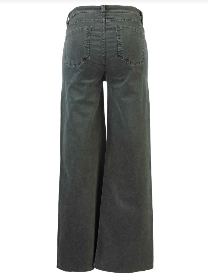 Meg High Rise Fab AB Wide Leg Raw Hem Long Inseam by Kut from the Kloth in Pewter Green