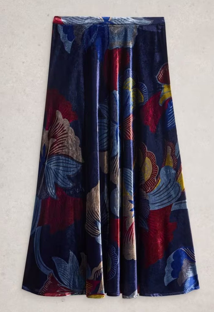 Hope Bias Cut Velvet Skirt by White Stuff in Navy