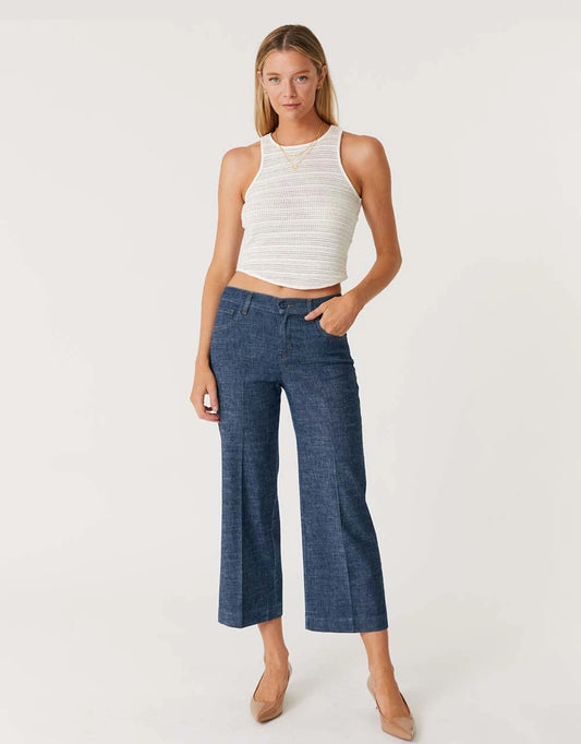 Anabelle Crop Wide Leg Pant by Level 99 in Stargazer