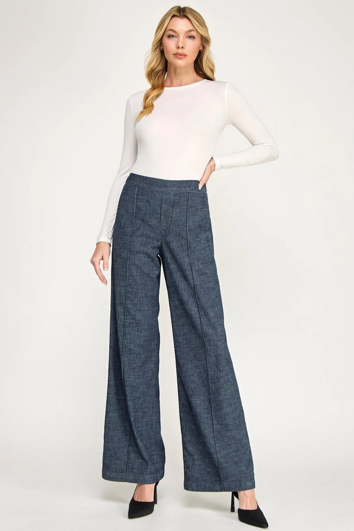 Scarlette Pull-On Trouser by Level 99 in Stargazer