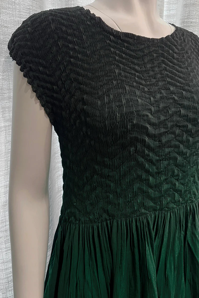 Lizzy Smock Ombre High Low Dress by Wild Cosmos in Jade Green Mix