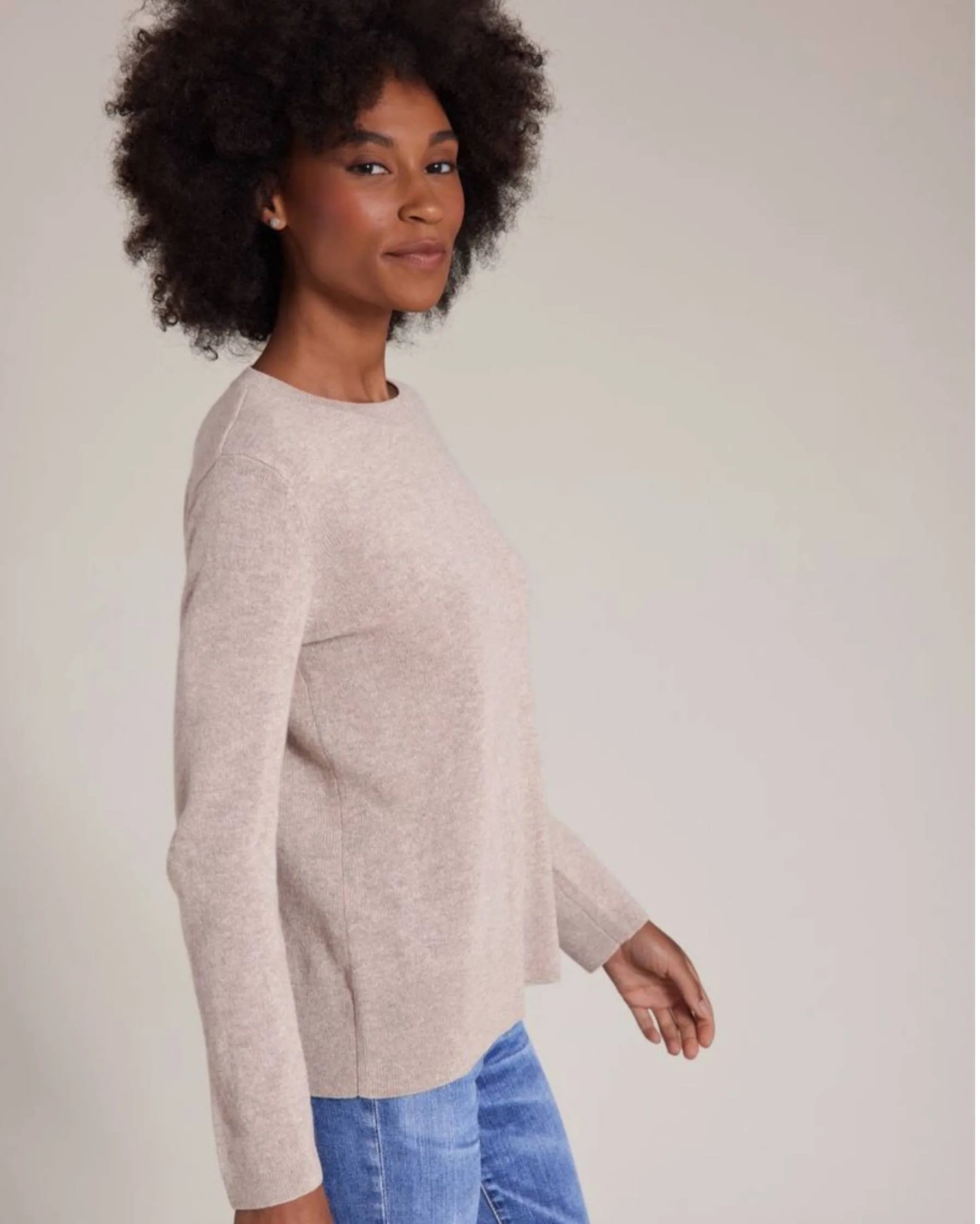 Easy Crew Neck Sweater by Alashan in Coconut