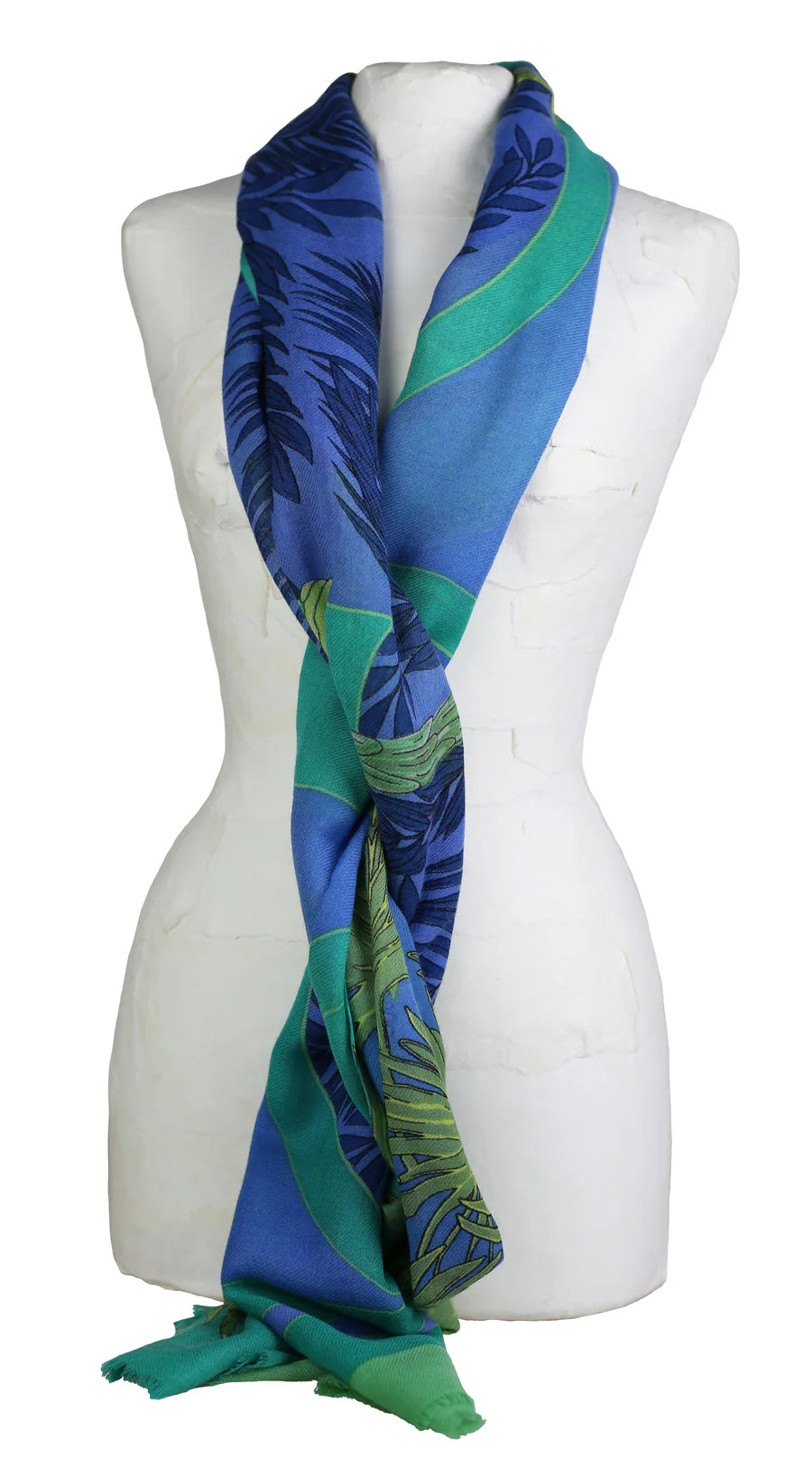 Wool Stole with Birds/Parrots by Supplement d'AM in Manaus Bleu