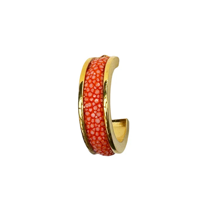 LUNA Gold Plated Earring Shagreen Inlay Spice by VIVO Studios
