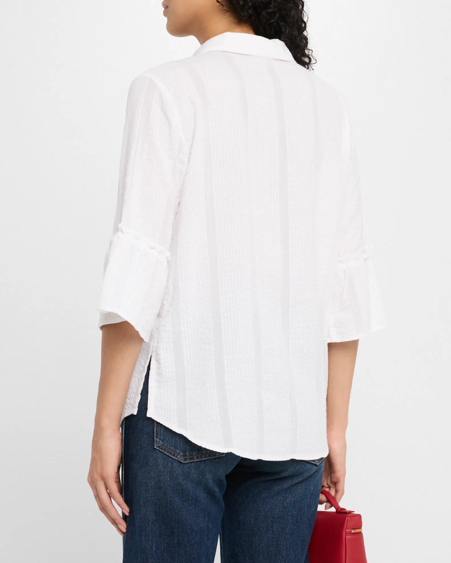 Florrie Ruffle Sleeve Henley Tunic by Johnny Was in White
