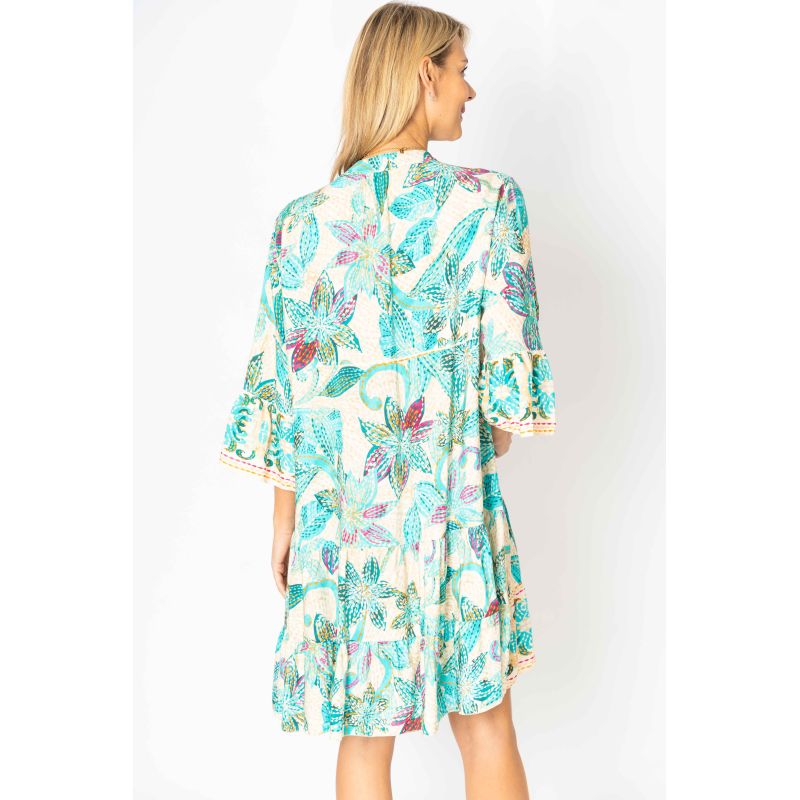 P. Flower Printed Baby Doll Dress by Look Mode in Fushia