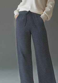 Hacci Stripe Wide Leg Pant by Astrologie in Navy/White