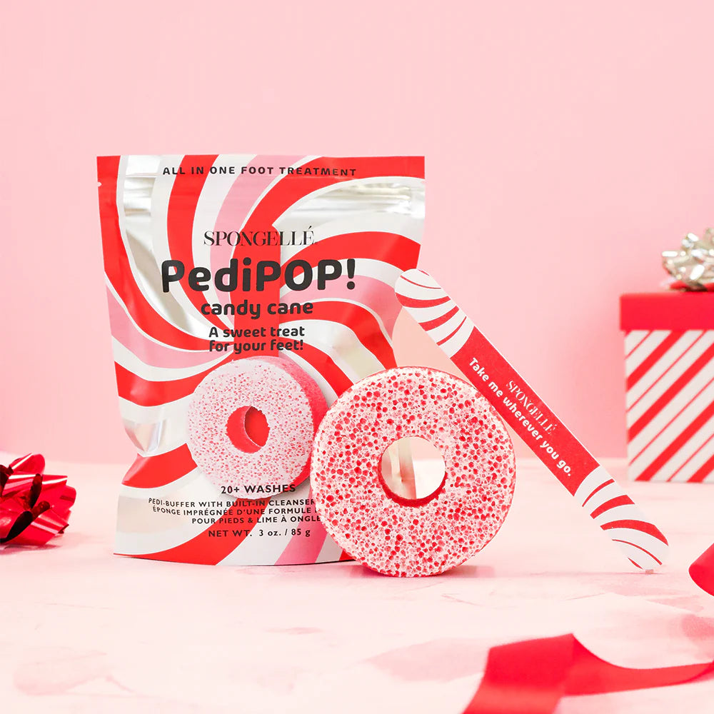 Candy Cane Holiday PediPOP Pedi Buffer and Nail File by Spongelle