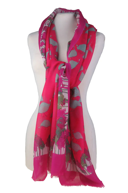 Little Guinea Fowls Wool Stole by Supplement d'AM in Pintade Framboise