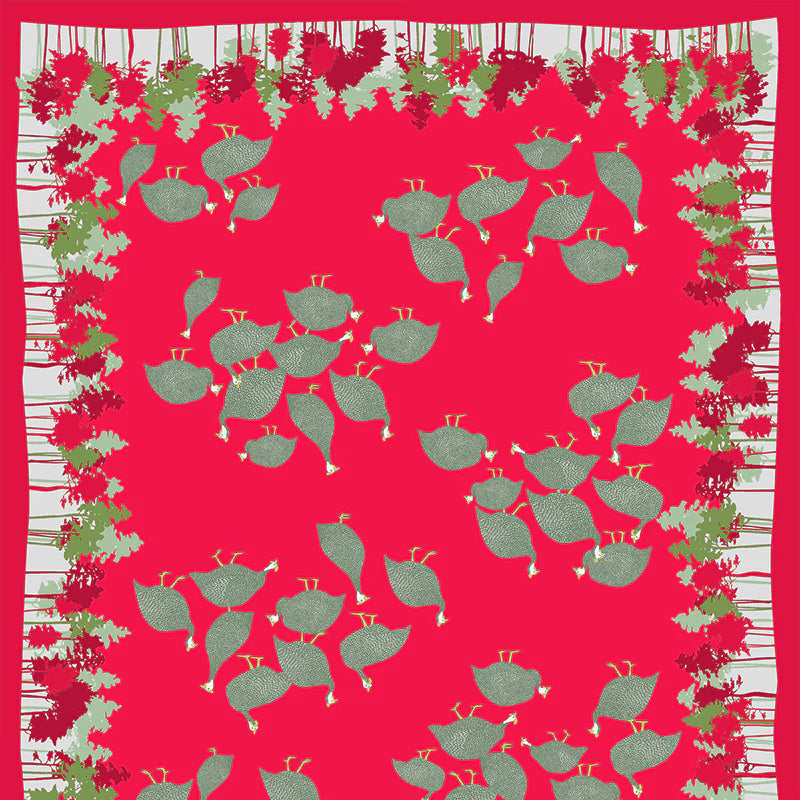 Little Guinea Fowls Wool Stole by Supplement d'AM in Pintade Framboise