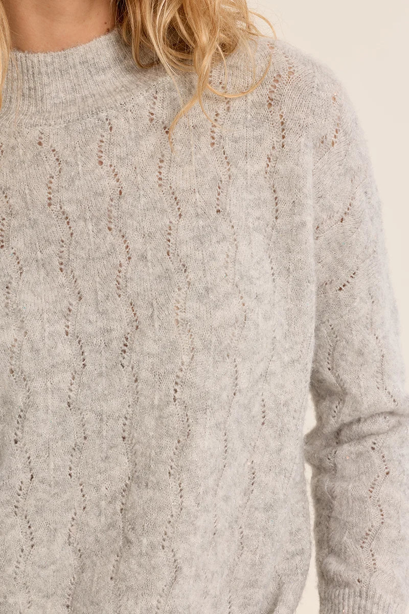Openwork Knit Sweater by Molly Bracken in Silvery Grey
