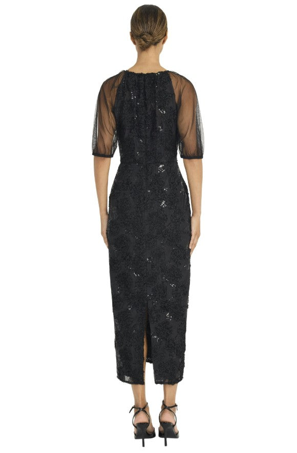 Puff Sleeved Midi Dress by Maggy London in Black