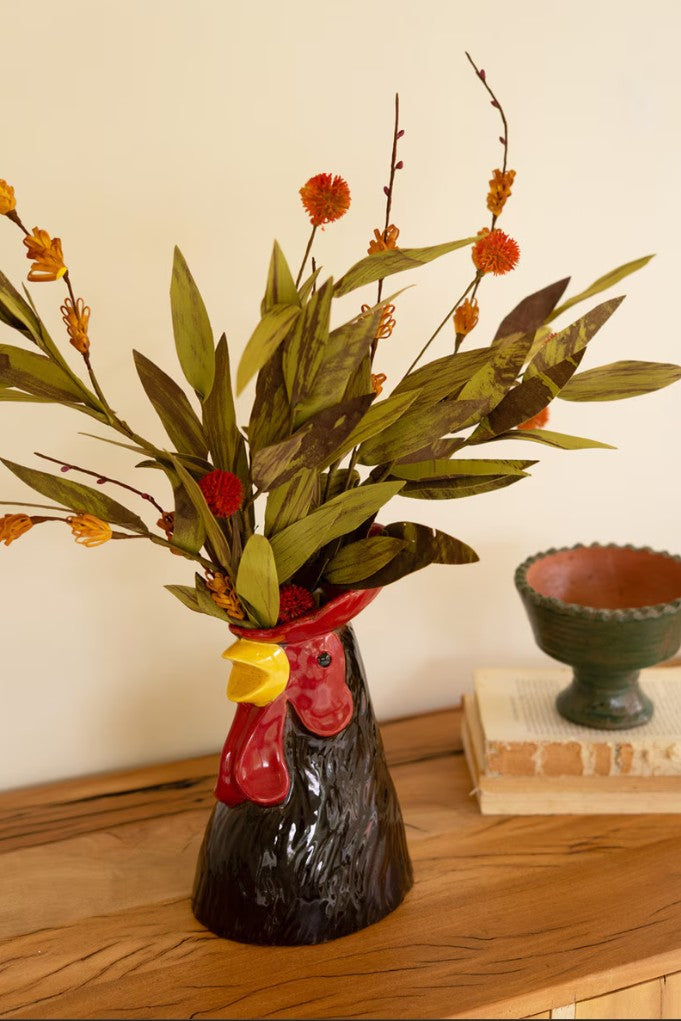 Ceramic Rooster Head Vase by Kalalou