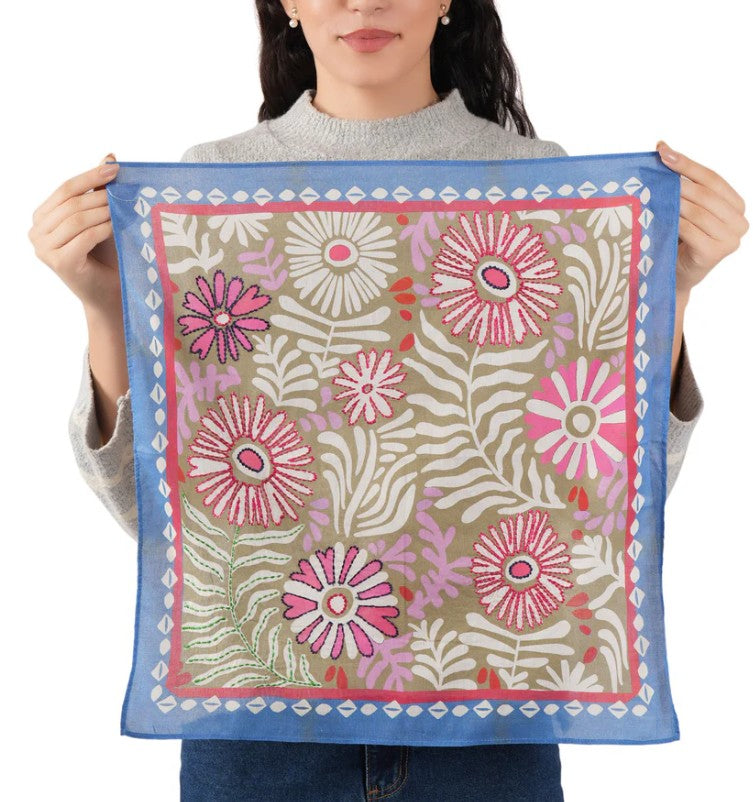 Dakota Floral Bandana by Vismaya Scarves in Pear