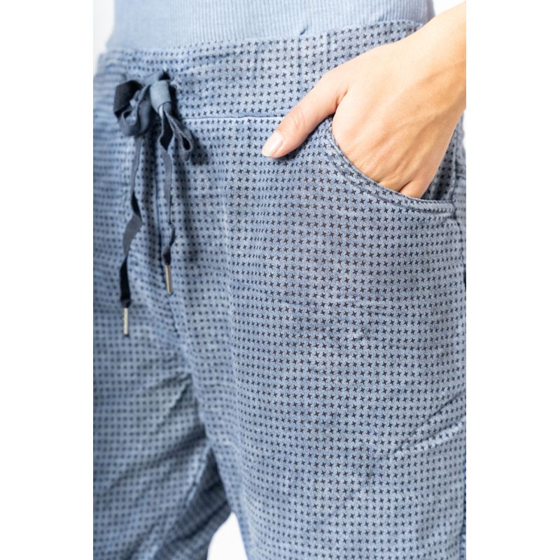 Suede Star Jegging by Look Mode in Blue Jean