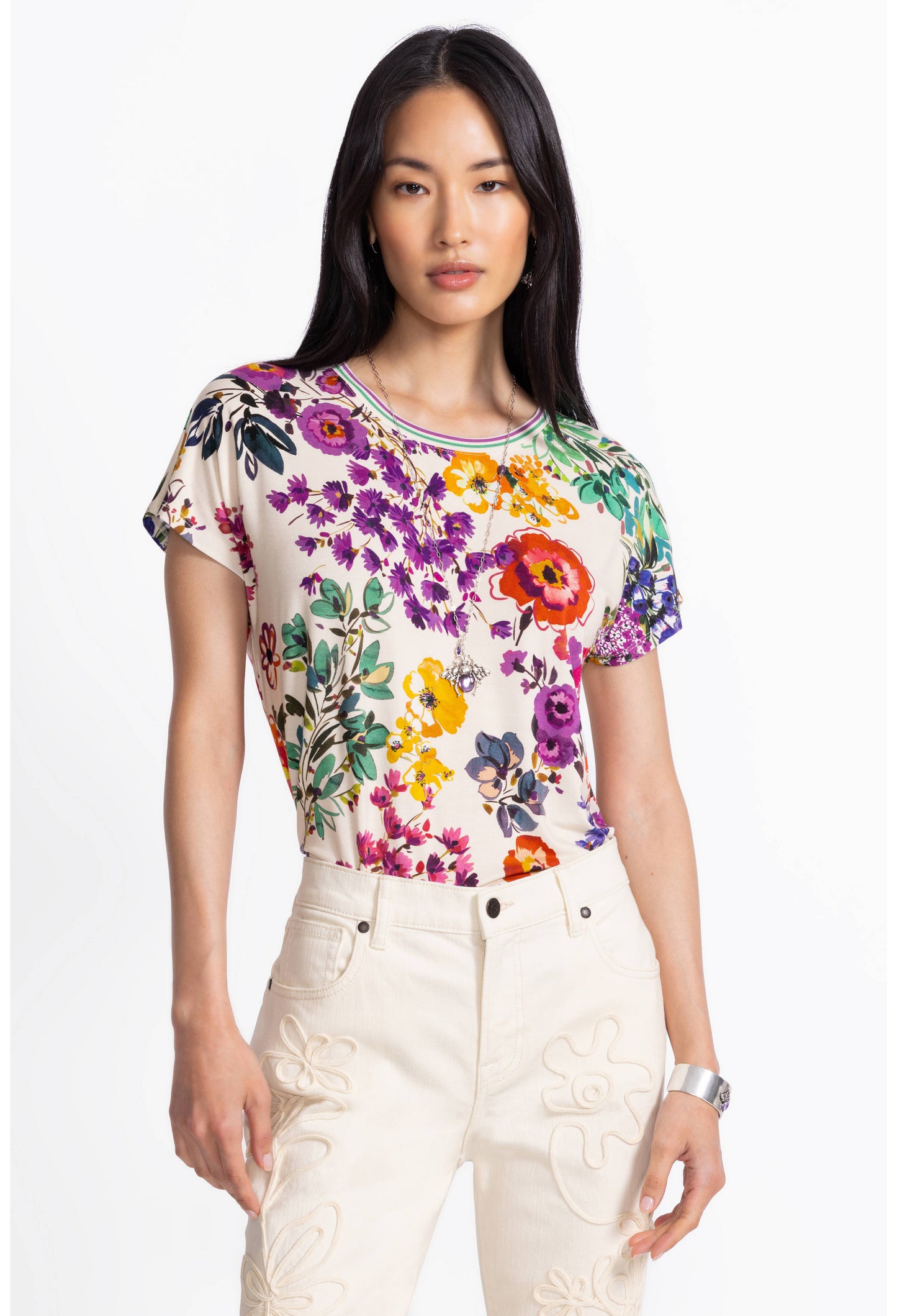 The Jaine Favorite Relaxed Dolman Sleeve Tee by Johnny Was in Evalon