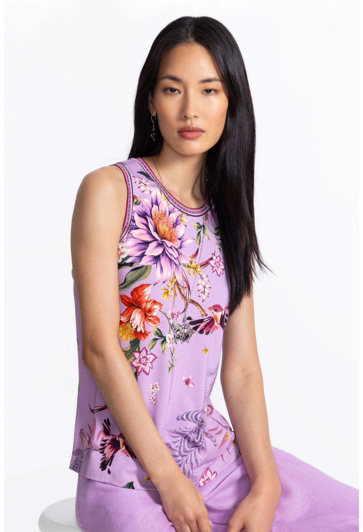 The Jaine Favorite Crew Neck Swing Tank by Johnny Was in Willa Lavender