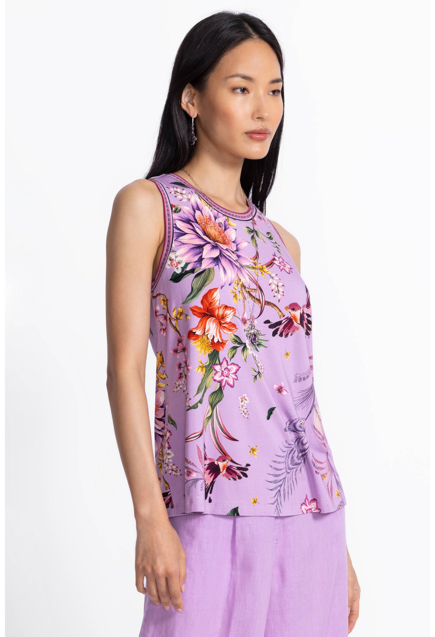 The Jaine Favorite Crew Neck Swing Tank by Johnny Was in Willa Lavender
